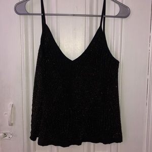 Tildon Black Gold shimmer loose sleeveless top